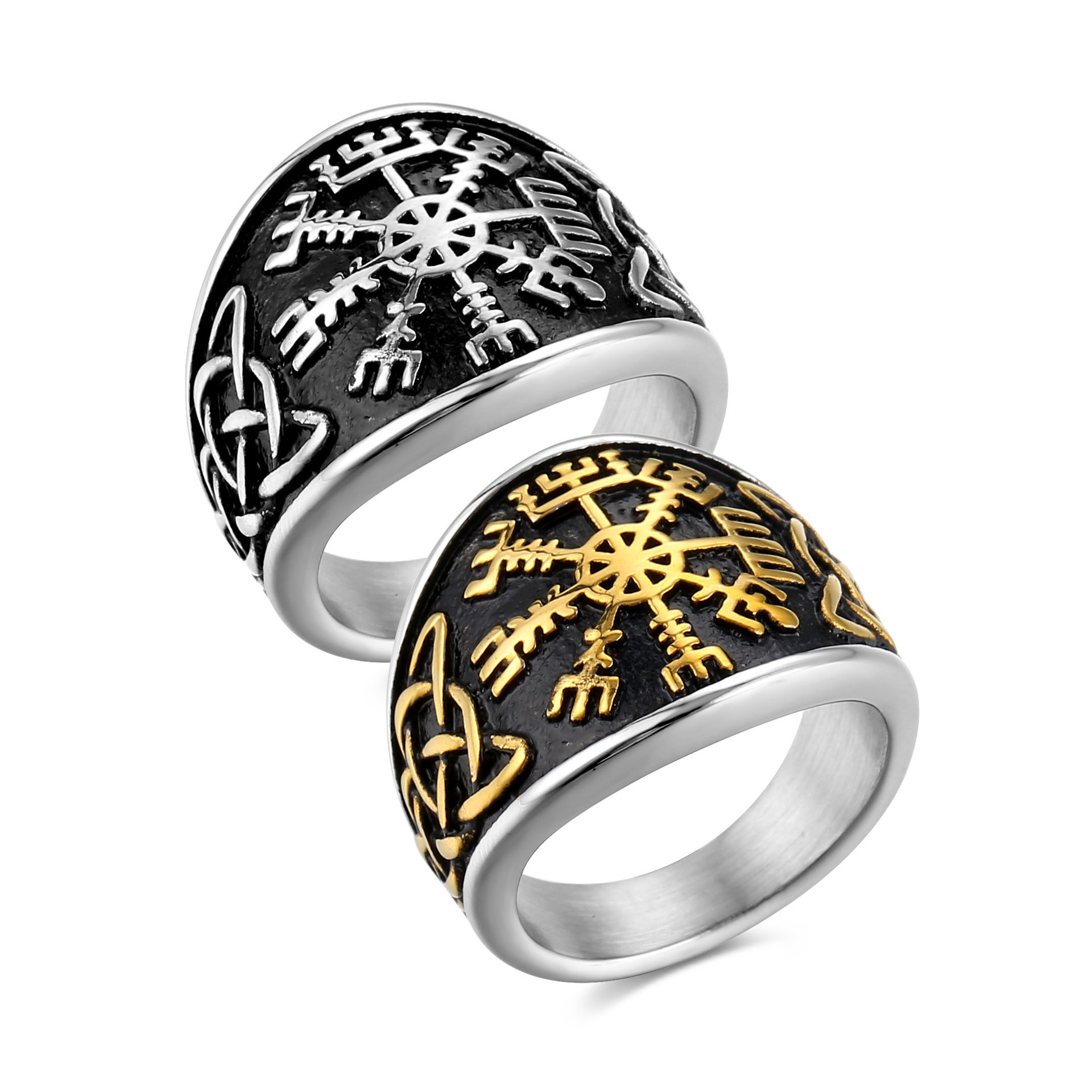 European and American retro heavy metal style Nordic Viking men's titanium steel ring