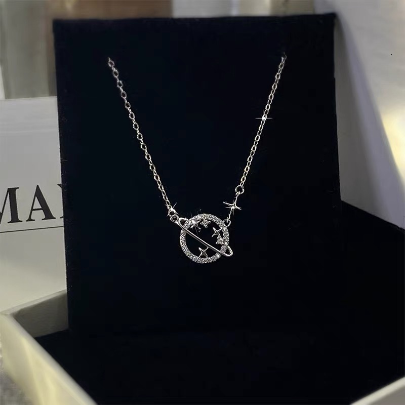 Luxury Brand Designer Jewelry Best-Selling Full-Diamond Planet Necklace Women, Featuring Cubic Zirconia, With A Delicate, Cool, Minimalist, And Fash