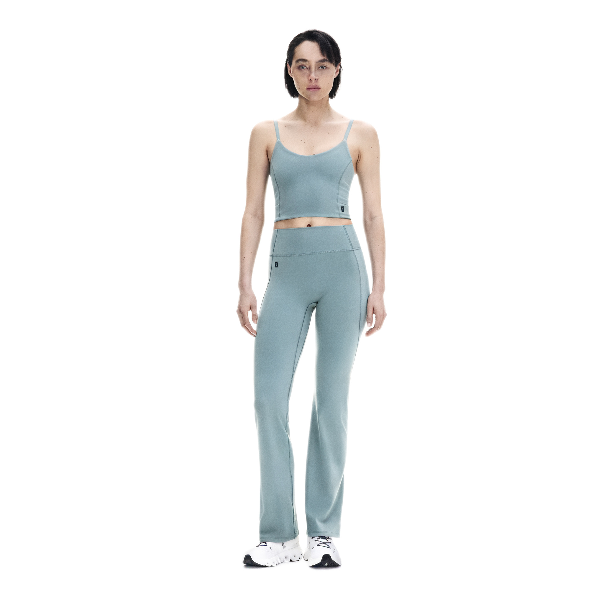 Plus Size Women Tracksuits Seamless High Waisted Crop Top And Long Pants Two Piece Set Soft Texture Light Blue Fitness Gym Leisure