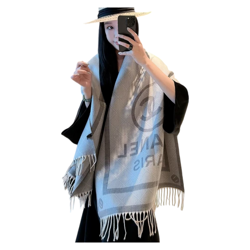 Designer Scarfs Luxury Scarf for Women Cashmere Stylish Cashmere Cc Scarves Full Letter Printed Soft Touch Warm Wraps with Tags Winter Sjaal Very Go
