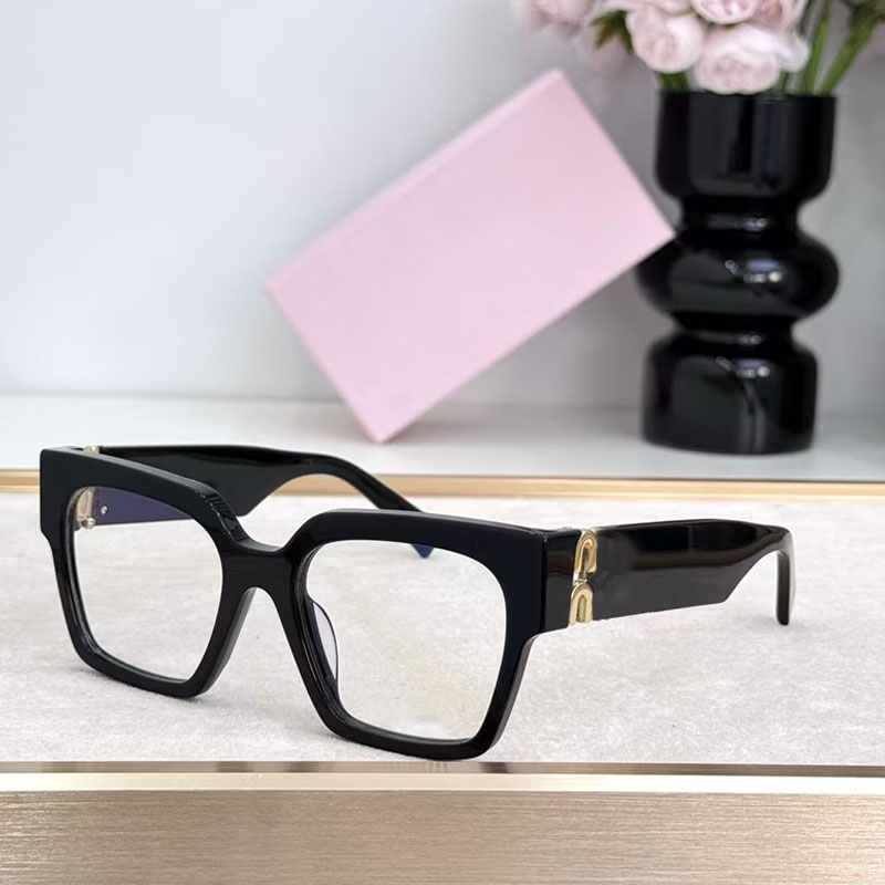 Glimpse glasses Black acetate frame Mirror leg hollow logo design Ladies reading classic designer anti blue light optical glasses MU04UY
