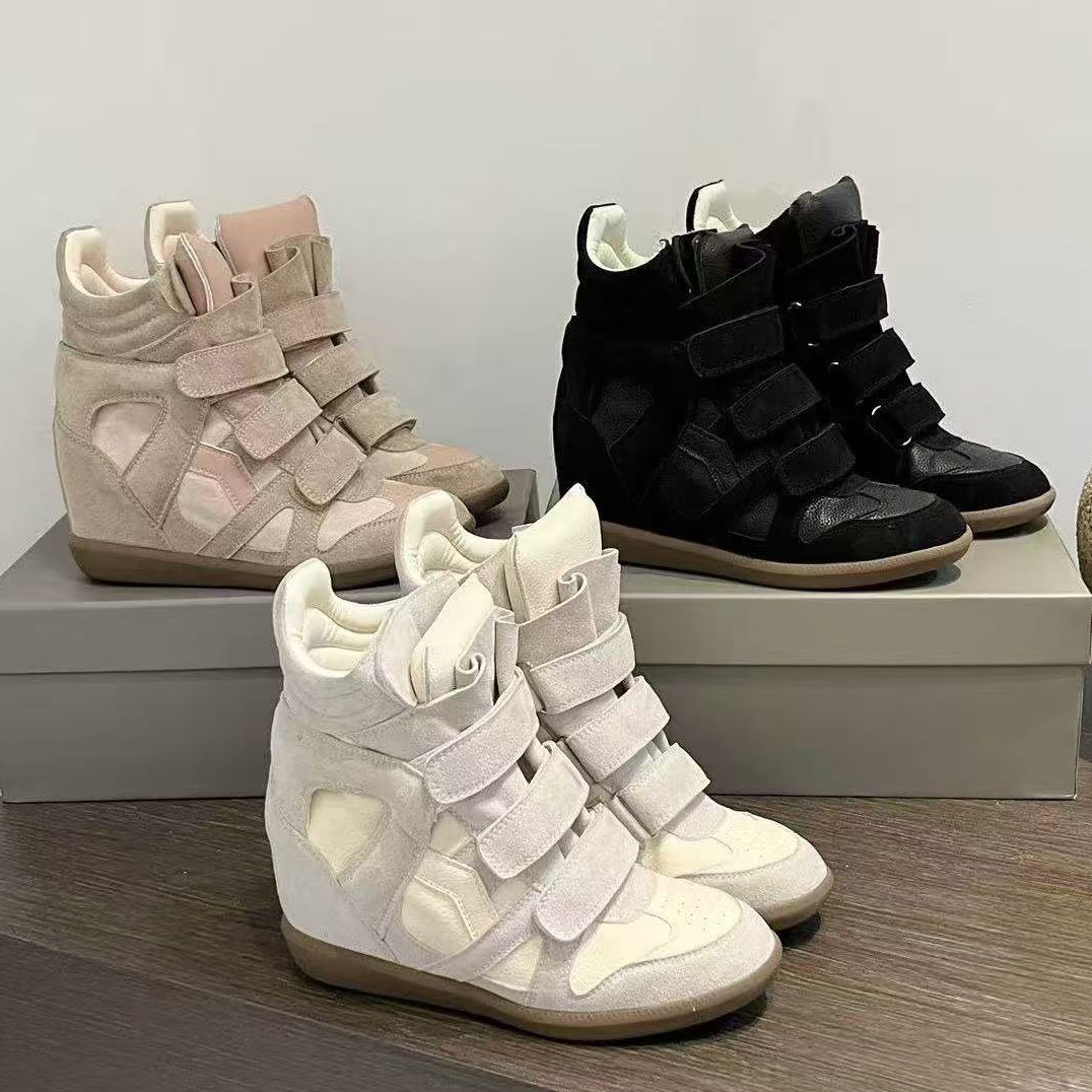 Designer ankle boots Bekett Brand Hot Sale-Black Genuine Leather winter boots Bekett Leather-trimmed Suede Wedge Sneakers Fashion Show New Shoes Eur