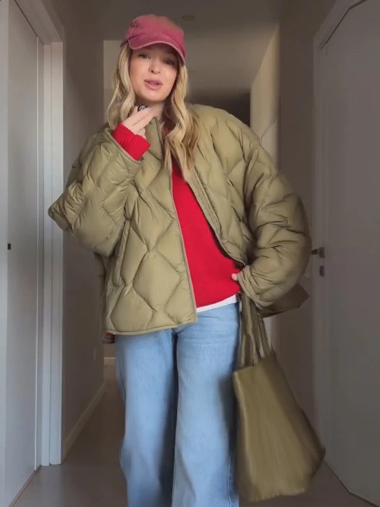 Fashion Solid Women's Cotton Coats O-Neck Full Sleeve Loose Zippers Lady Thicken Padded Coat 2026 Winter Casual Female Jackets 261015