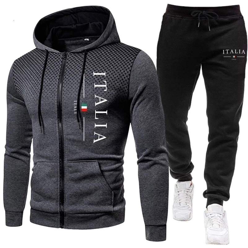 Autumn Winter Men's Tracksuit Zipper Hoodie and Sweatpants Urban Casual Sporty Jogging Suit Male Daily Training Outfits260930wwww