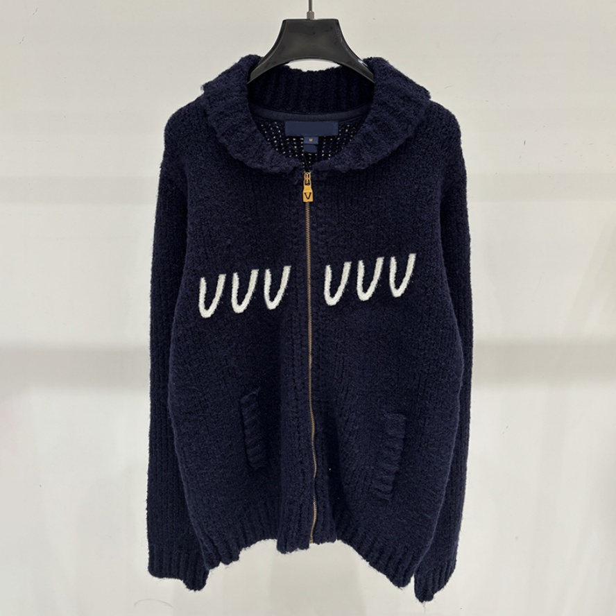 Designer Oversize Fit Cardigan For Women Luxury Navy Warm Sweater Cardigan Autumn Winter Thick Casual Letter Knitted Cardigan