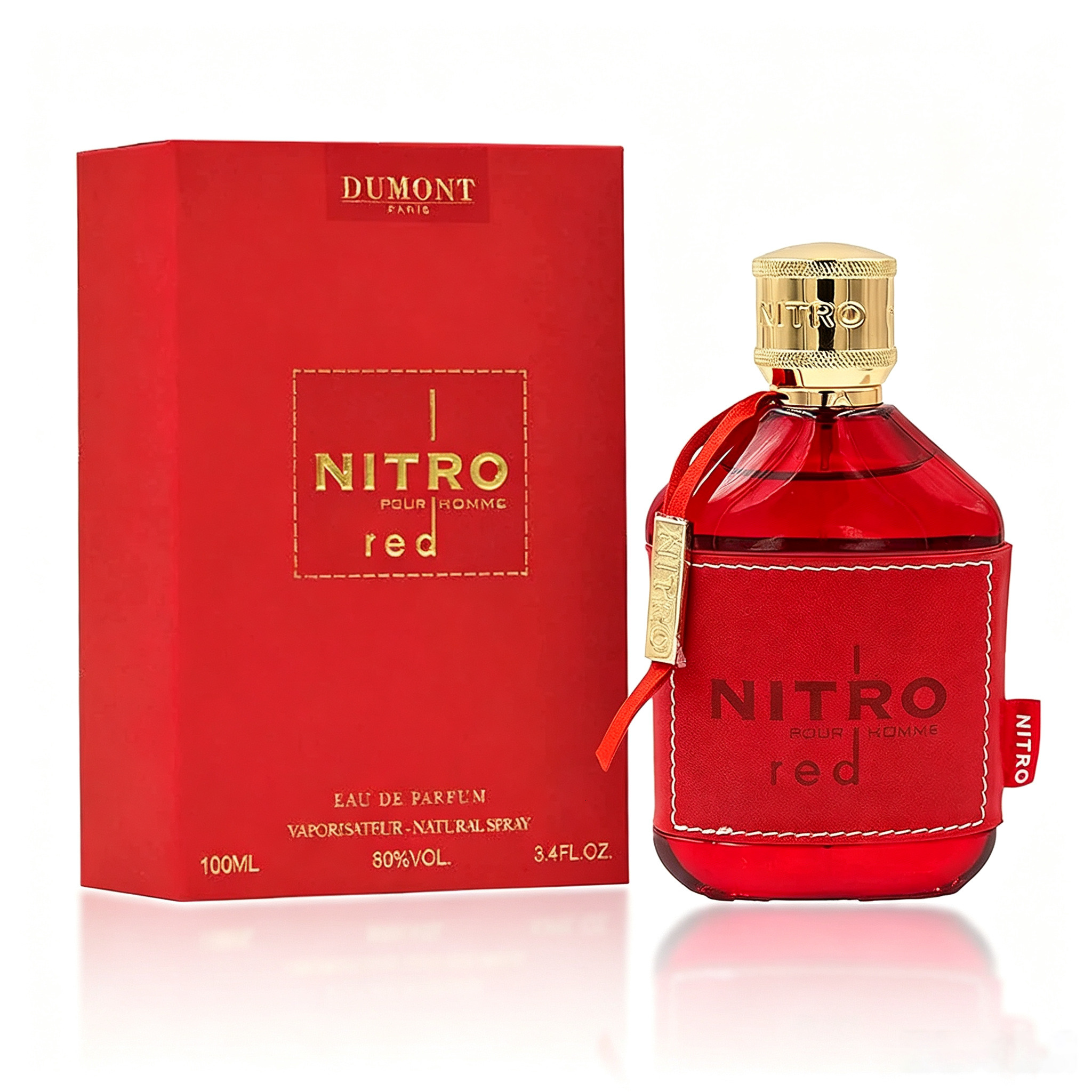 Dumont Nitro Men's Eau De Parfum 100ml, Fruity Aromatic Scent, Long-Lasting Projecting, Masculine Luxe Design, Red and Gold Box, Hi 26Y1019