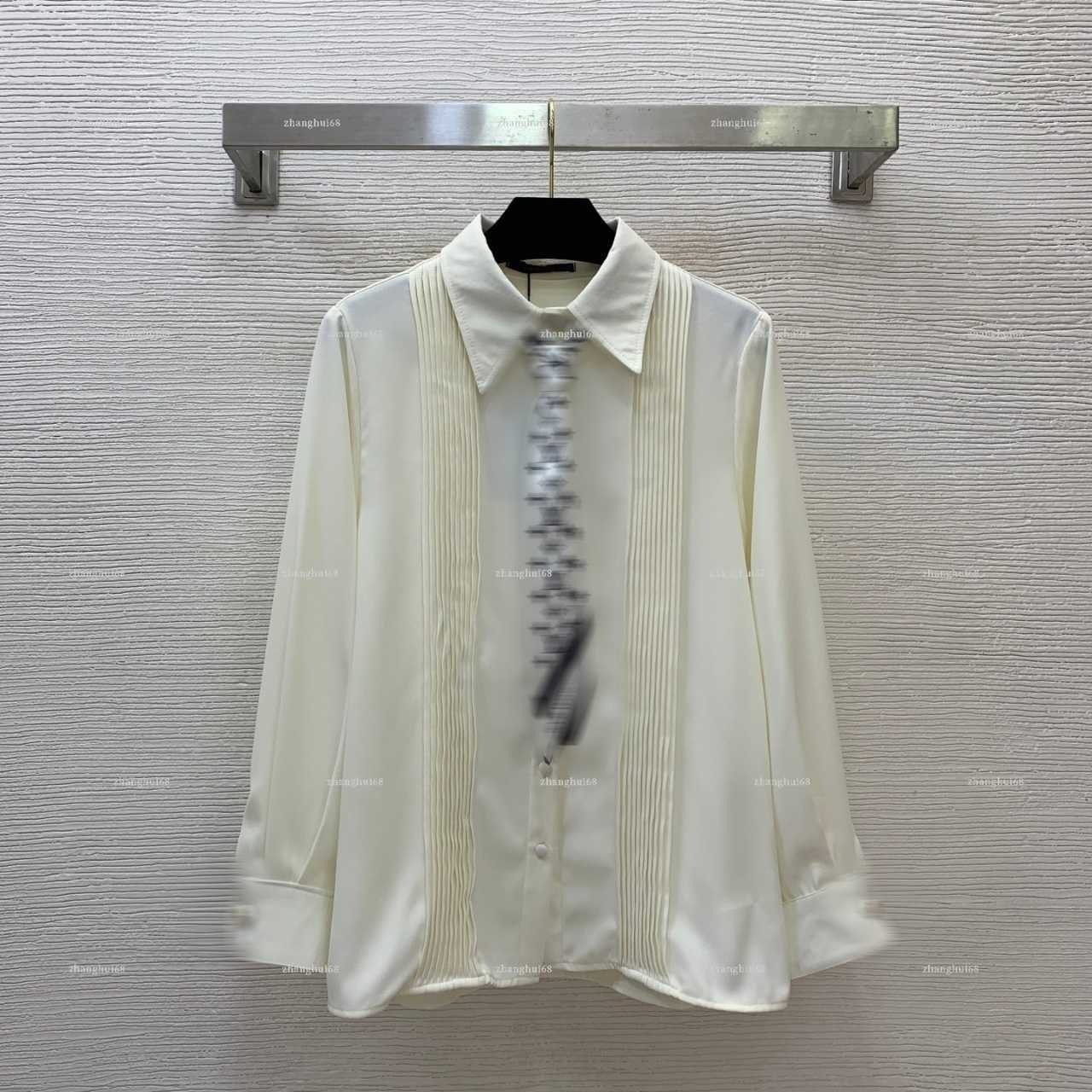 Fashion lady Elegant Blouse Long Sleeve Lapel Button Down Shirt women designer clothes Removable Printed Tie Office Commuter Tops A117X03N069