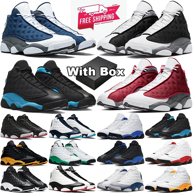 with box free shipping 13 13s basketball shoes designer Black Flint Hyper Royal Wolf Grey White Bred Playoffs women mens trainers outdoor sports sne