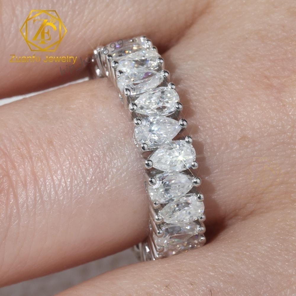 Fine Jewelry Wholesale 14K 18K Solid Gold Prices Pear Cut Moissanite D VVS1 Eternal Moissanite Rings Band Ladies Wedding Ring
