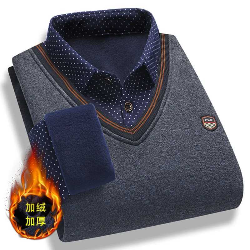 Pullover with Collar Flce Men's Shirts Long Slve Clothing Vintage Smart Casual Knitted Sweaters Warm M261016