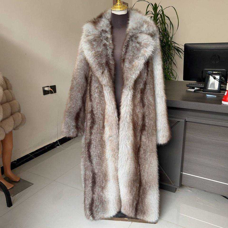 New LHXDW Women's Fur Coat Long Waistband New Black Imprint and Large Collar Fur Jacket S261016DSFV