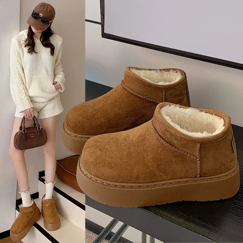 Fashion 2025 Women's Boots Plush Warm Cotton Winter Suede Thick Soled Nonslip Woman Sneakers Casual Snow 5142 260917