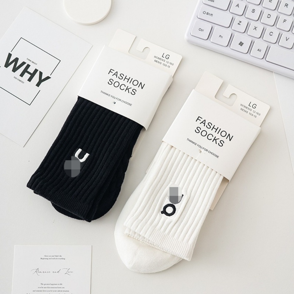 Letter High Tube Embroidered Socks Men's and Womens Same Cotton Socks Sports Socks Stockings Solid Color Socks