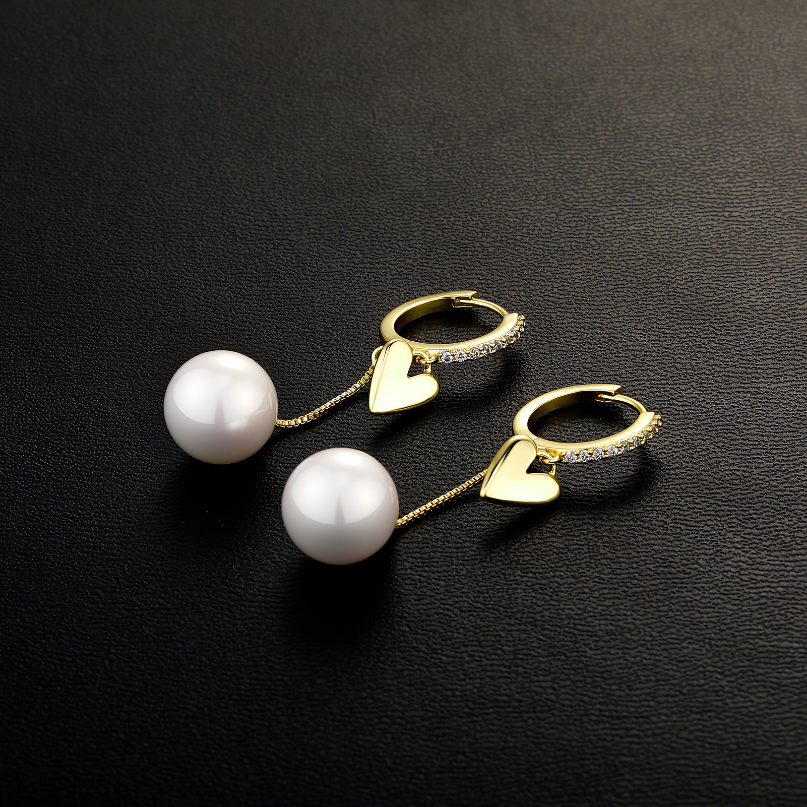 Luxury Iced Real 18K 14K 10K best-selling heart-shaped Out D VVS Diamond pearl drop earrings, gold-plated micro-inlaid moissanite ear clasps, everyd