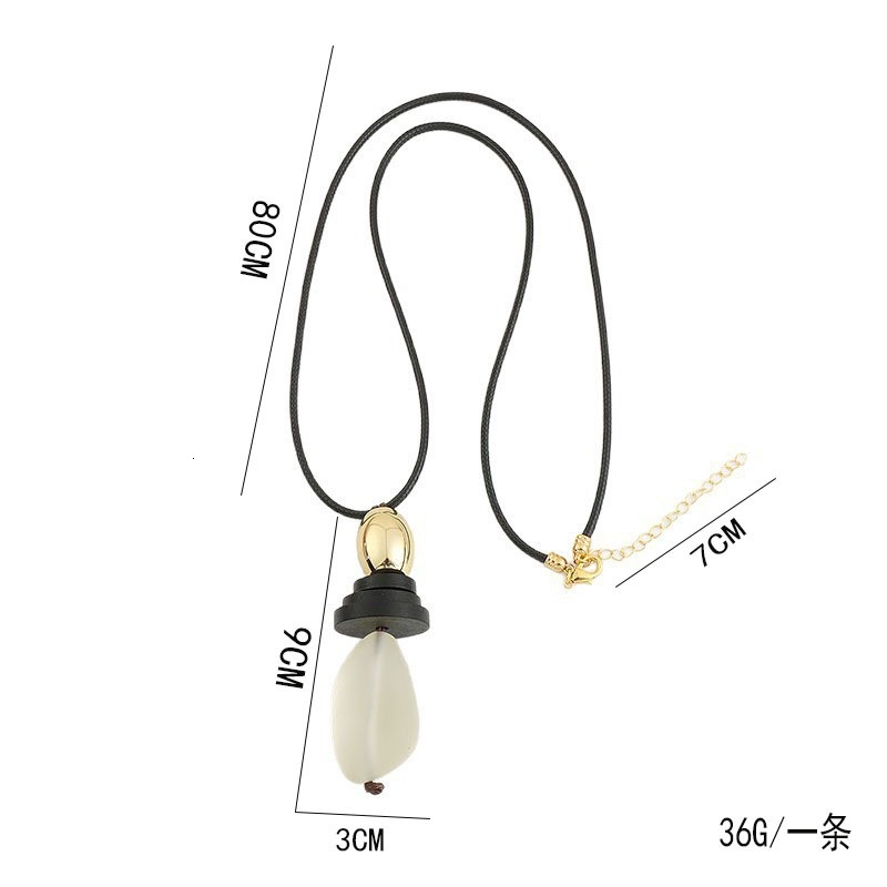 fashion acrylic teardrop pendant necklace, 2025 new autumn/winter collection, black ebony sweater chain, accessory for hoodies