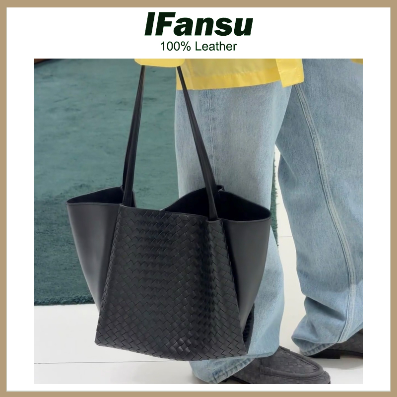 Woven Leather Tote Bag Large Capacity Women Shoulder Handbag with Small Pouch, Fits Laptop, Office Commuter Work Handbag
