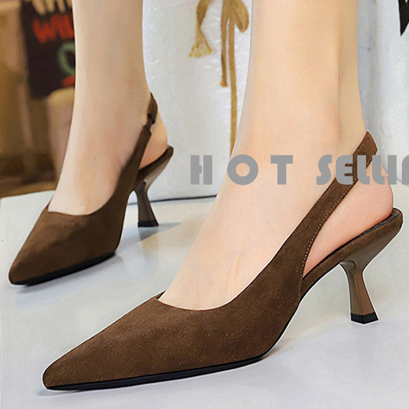 Women Pumps Pointed Hollow Out High 6 CM Summer Women's Sandals Occupation Office Shoes Kitten Heels 2415