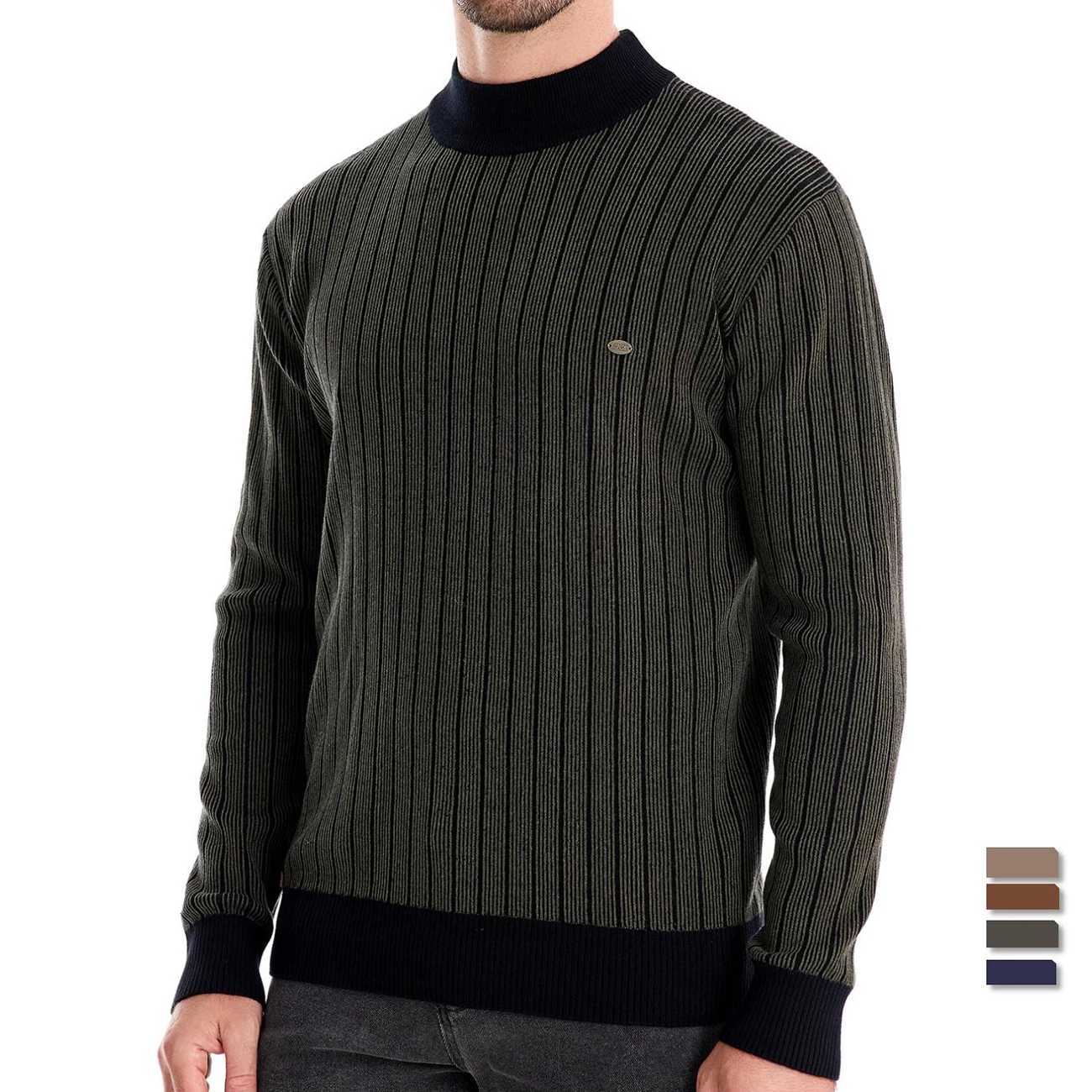 New Design Mens Mock AIOPESON Neck Cotton Pullover Sweaters Autumn Winter Warm Stripped Sweater for Men M261016