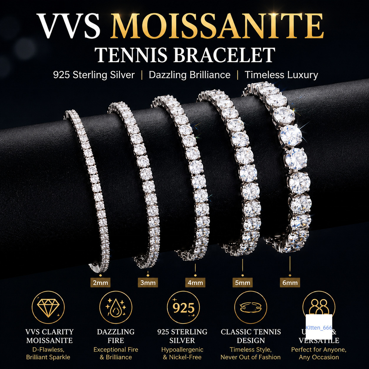 Alice 2-6mm Claw Setting GRA VVS Iced Moissanite Tennis Bracelet 925 Sterling Silver Trendy Luxury Hip Hop Jewelry for Men Women
