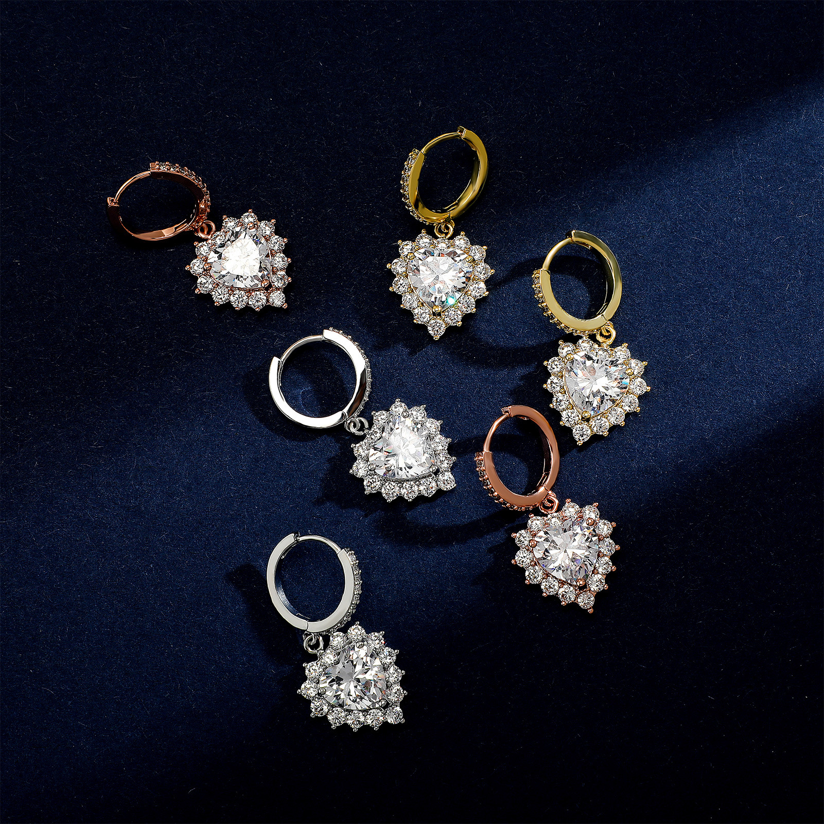 Jewelry Gold Australian Heart-shaped moissanite Earrings Ins Internet Celebrity High-end Design Out D VVS Diamond Sense Women's Luxury Iced Tre