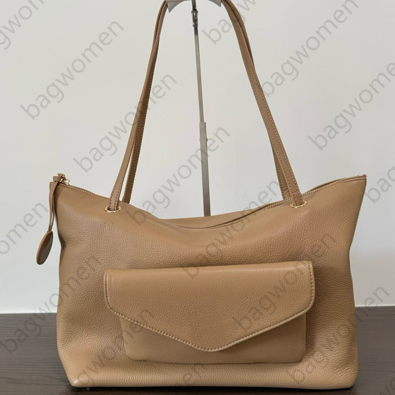 Large Capacity Tote Bag Beach Bag Shoulder Bag Luxury Handbag Purse Plain Color Designer Bags For Women Sac De Luxe Zipper Pocket Front Pocket Cowhi