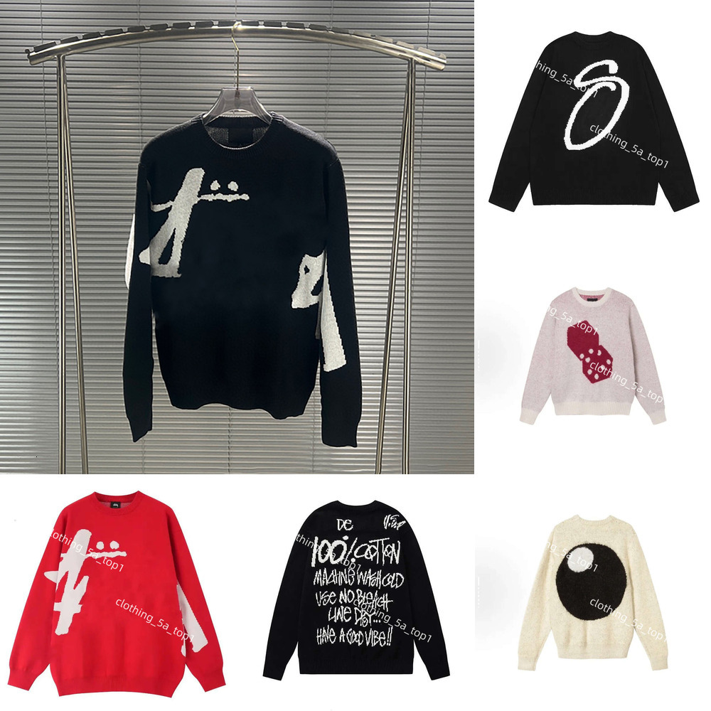 Stusweater Designer Mens Knitted Sweater Jacquard Letter Pattern Vintage Hip Hop Casual Sports Long Sleeve Sweater Men 6Cb