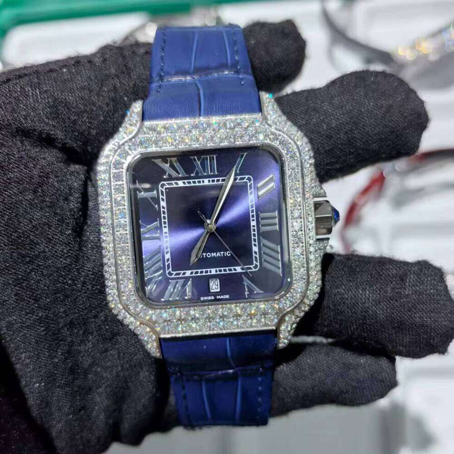 Gold Moissanite Diamond Automatic 41Mm Stainless Steel For Adults Unique Quartz Full Bust Watch Antique Glass Free Shipping ljh654