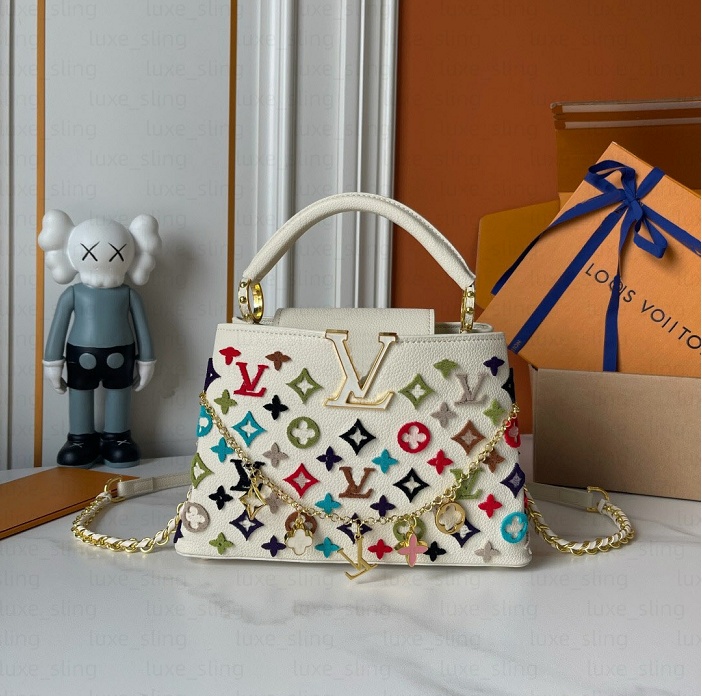 Capucines BB handbag Colorful Three-dimensional embroidery tote bag vintage monogran shoulder bag Large capacity Banquet package tote bag lady sac l