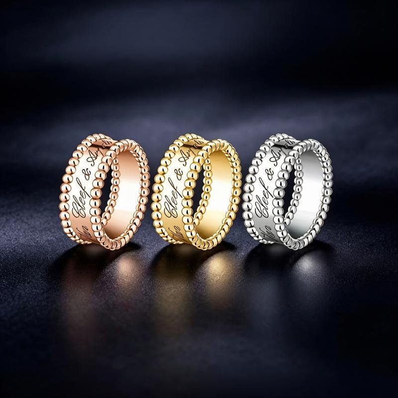 Designer Jewelry vanly cliff rings Four-Leaf Clover Smooth-Edged Signature Fashionable Unisex Ring Minimalist Kaleidoscope Couple Rings