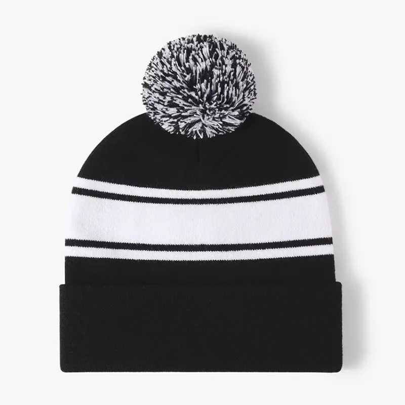 Beanie/Skull Caps Ski Beanie Knitted Hat for Men and Women Elastic Jacquard Spliced Striped Wool Cap for Outdoor Warmth in Autumn and Winter Q261017