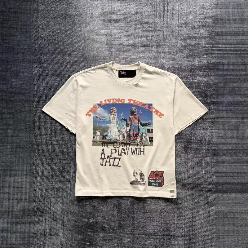 Unisex Men Women Letter Graphic Print Short Sleeve T-Shirt Crew Neck Loose Fit 100% Cotton Washed Soft Breathable Casual Tee