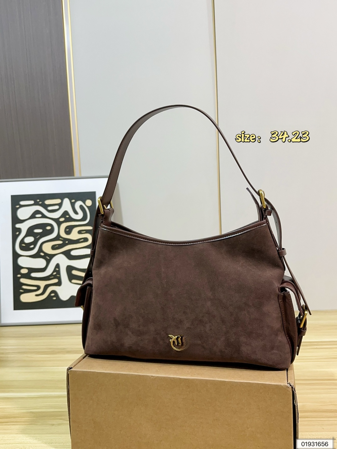 Designer Retro Suede Underarm Hobo Bag for Women, Bird Metal Badge Shoulder Handbag, Large Capacity Daily Shopping Purse