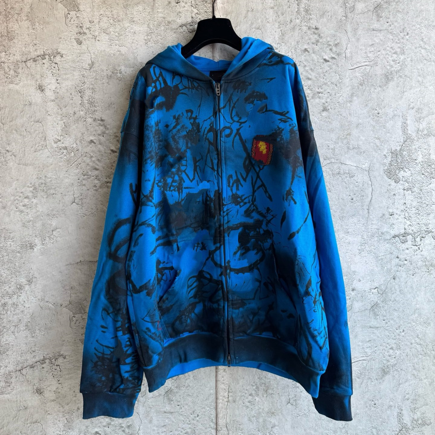 Cross-border bestseller, label, in-stock, designer luxury pure original version, BL brand new graffiti embroidered hooded sweatshirt, available for