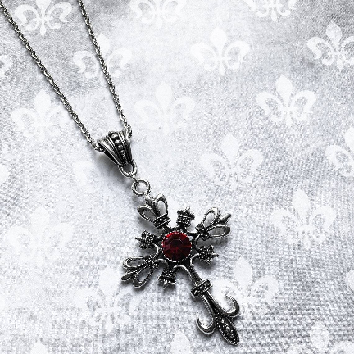 Luxury Brand Designer Jewelry Foreign Trade Gothic Large Baroque Silver Cross Pendant Necklace Factory Direct Sale Luxury Brand Designer Jewelry