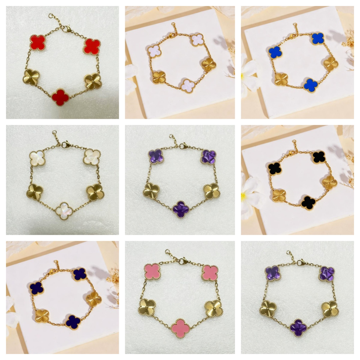 15MM high Version Designer Gold Luxury Four-leaf Clover Side Slot Four-leaf Clover Bracelet Classic Elegant Mother-of-Pearl Bracelets For Women Jewe