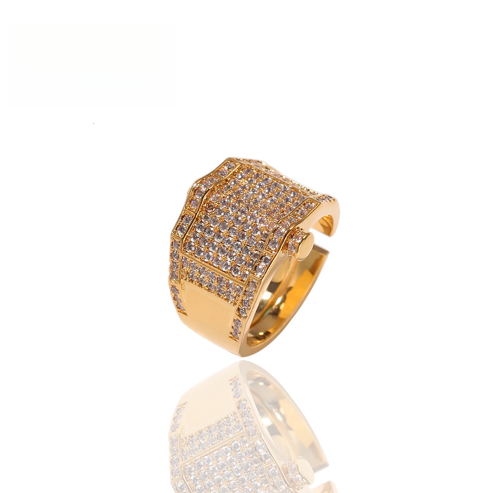 Trendy Out D VVS Diamond Retro Hip-Hop moissanite Adjustable Men's Cool Ring Rap Street Luxury Iced Dance Performance Accessories Luxury Iced