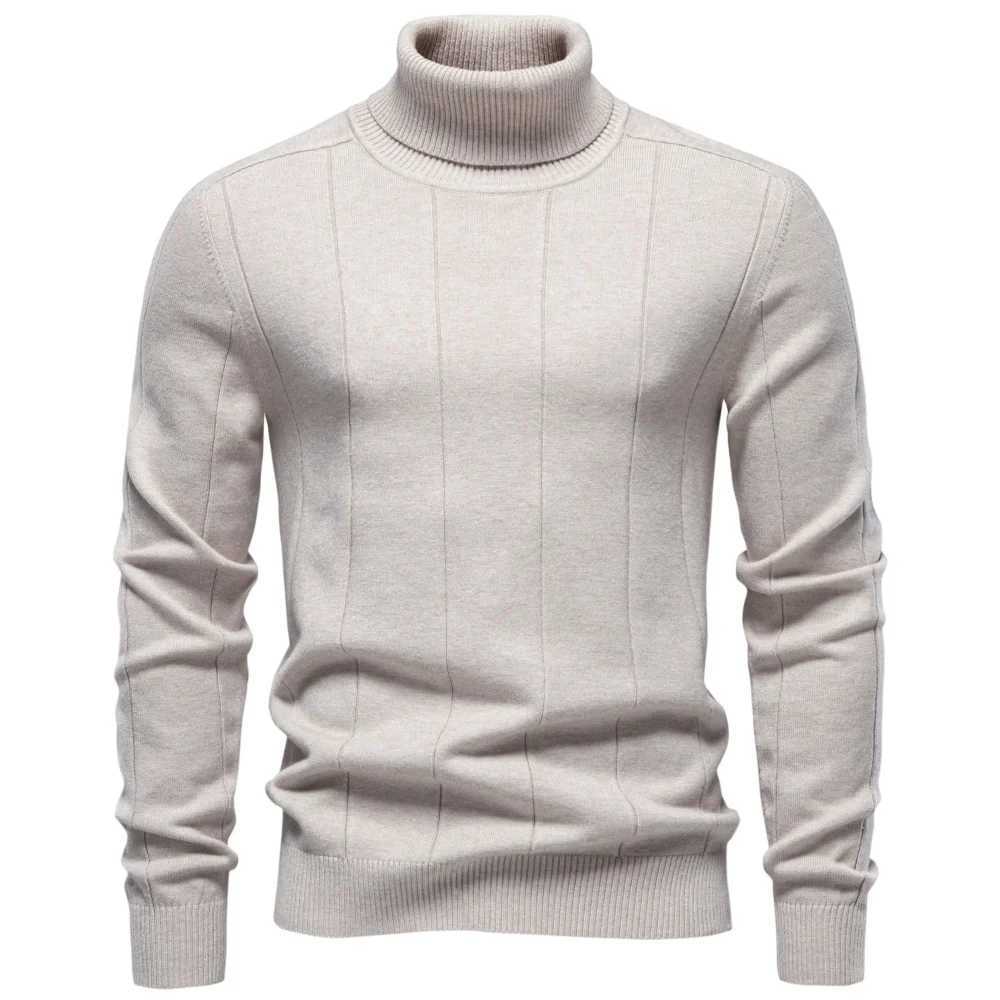 Color Solid AIOPESON Sweater Turtleneck Ribbed Knitwear Casual Fall Winter Pullover Men Long Slve Slim Fit Warm Cozy Jumper M261016