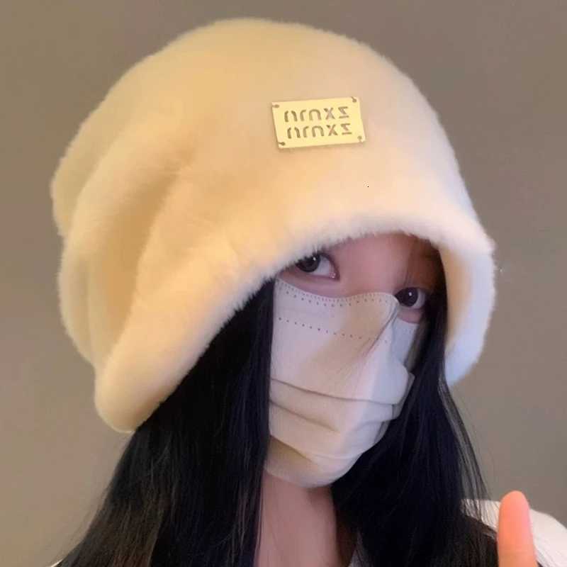 Beanie/Skull Caps Winter Plush Baggy Beanies Hats Winter Thicken Warm Solid Fleece Wool Skullies Hat Outdoor Coldproof Caps Female Gorros Bonnet Q26