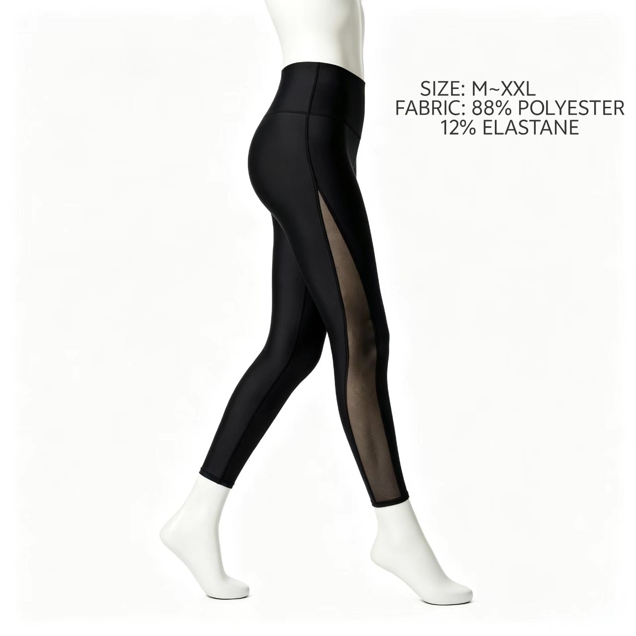 Women Black High Stretch Yoga Pants Ladies Athletic Hiking Trousers Soft Breathable Fitness Workout Leggings for Outdoor Gym Running