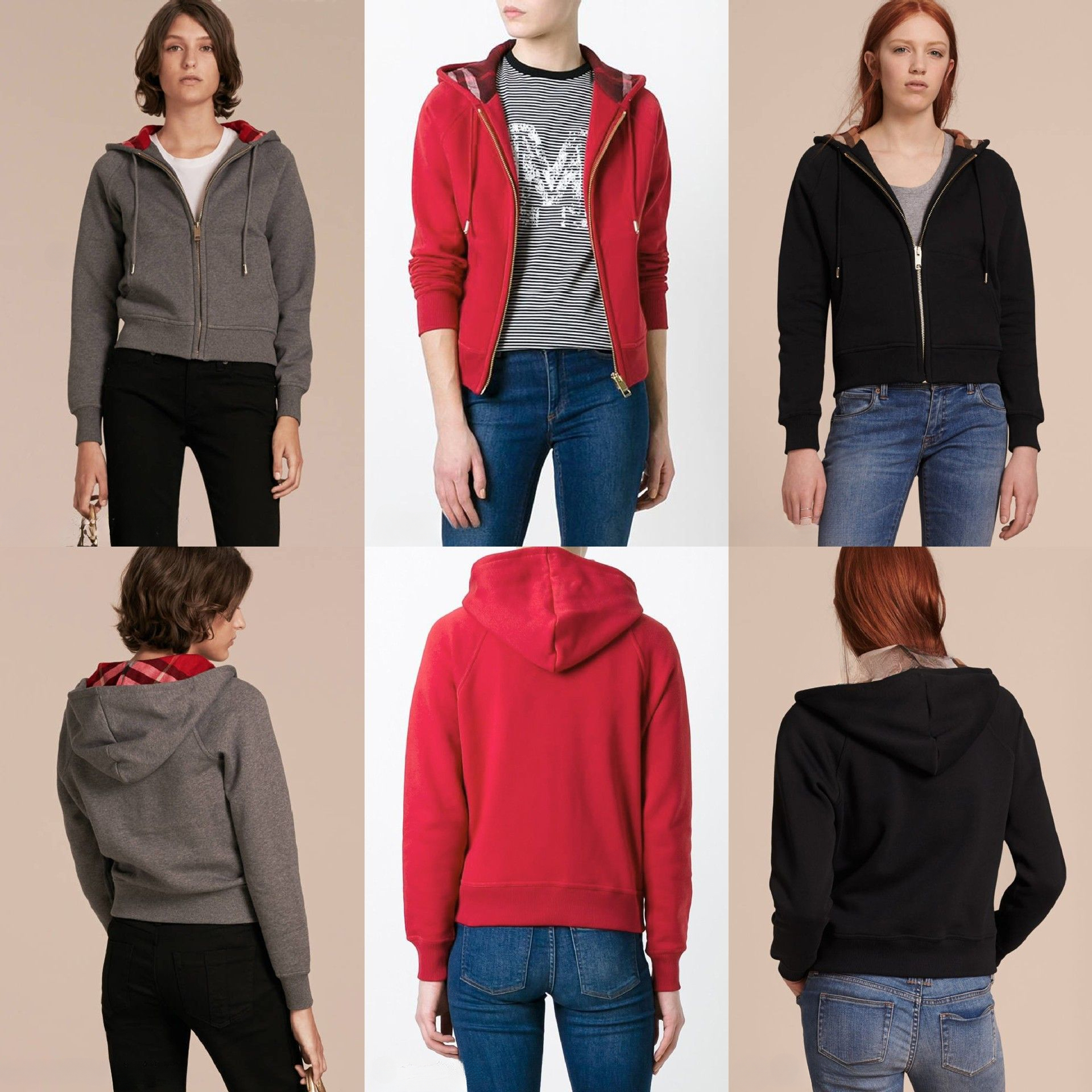 Plaid Hoodies Men Women Zip Up British Style Hooded Sweatshirt Spring Autumn Loose Casual Cardigan Hooded Jacket