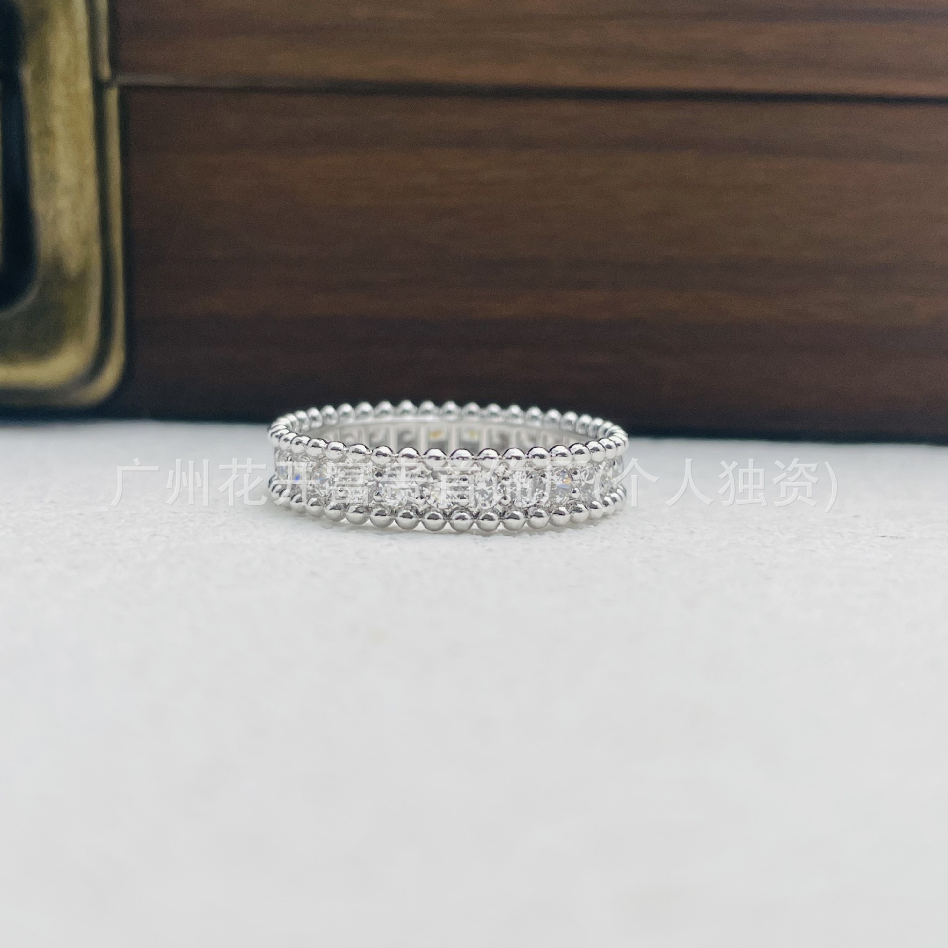 designer ring for women Lucky Charm Ring With Round Beads Full Diamonds Starry Sky Featuring Hand-Set Diamonds vanlies cleef ring