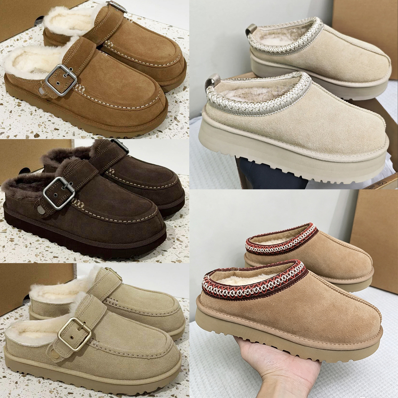 Women Goldenstar Evelina Clog Tazz Slippers tasman fur Designer Shoes slides sandals classic ultra mini platform boot Suede Shearling Disquette Slip
