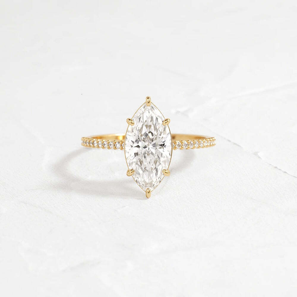 925 Sterling Silver D Color Round Pear Cut Pave Set Vintage Women's Engagement Ring Moissanite