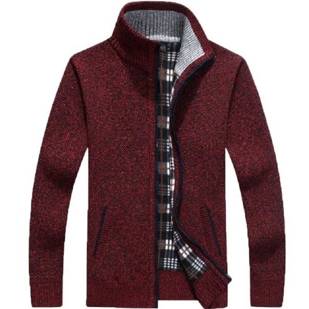 Knitted Winter Thick Sweater Men's Coat Long Slve Cardigan Flce Full Zip Male Causal Plus Size Clothing for Autumn M261016