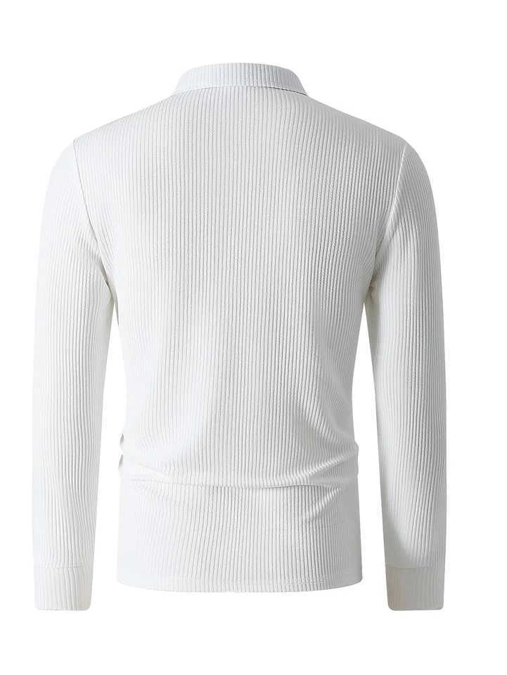 New Men Half Zip 2026 Knitted Long Slve Vertical Striped Texture Slim Lapel Sweater Male Office Casual Fashion Pullover M261016