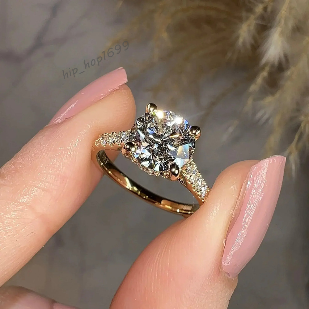 IGI Certified Vvs Lab Grown Diamond Ring Custom Round Cut Diamond Yellow Gold Wedding Engagement Ring 14K 18K Gold Jewelry