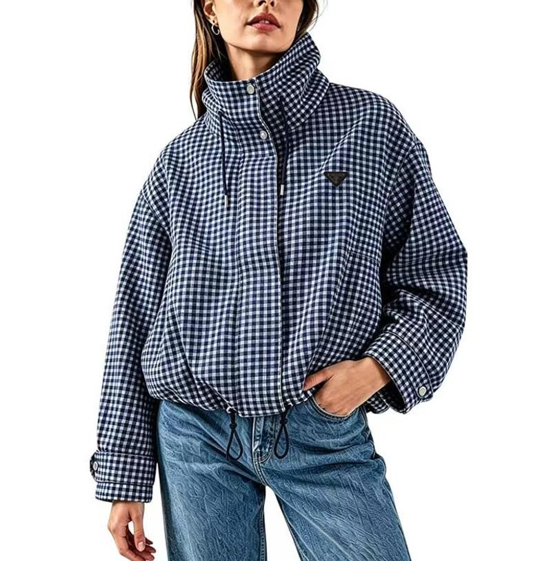 women Jacket new Vintage Plaid lapel zipper loose jacket Luxury Classic Windbreaker Designer Jacket Outdoor women Coats