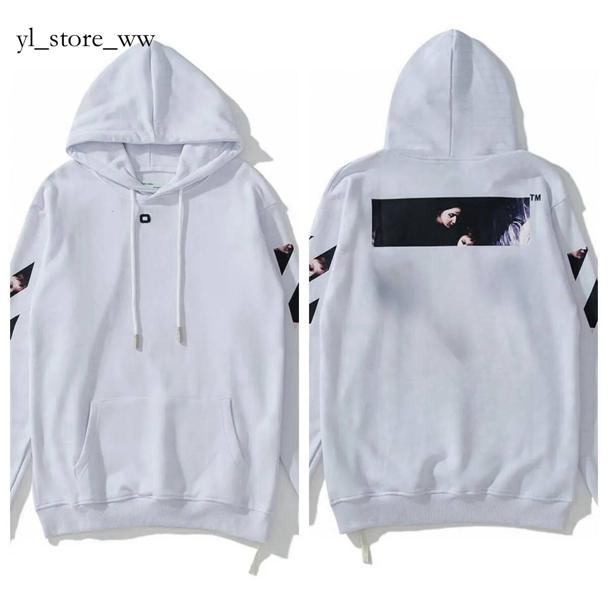 off hoodie designer high quality offwhite jacket men's pure cotton spring autumn outdoor versatile classic offes white hoodie loose top trendy