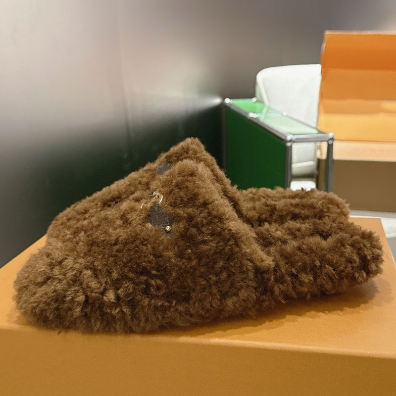 Womens Haven Flat Open Back Mule Designer From Soft Shearling Birken Shoes 1AL0EO Ladie Travel Metal Signature Details Half Slipper Rubber Outsole S
