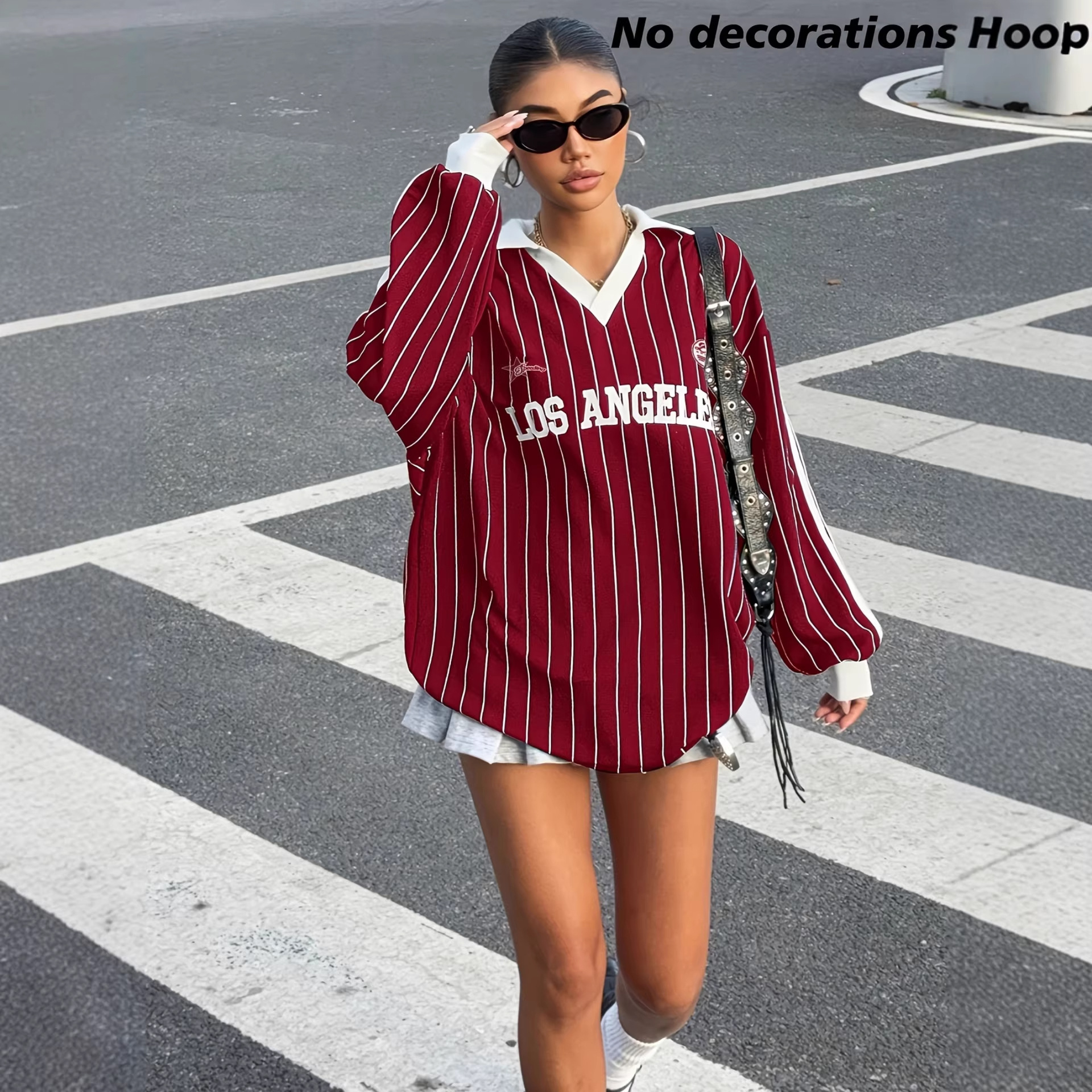 High-End Fashion Daily Luxury Clothing American Retro-Style Sporty Color-Block Striped Sweater, A Casual And Versatile Top Women, Perfect For Autumn